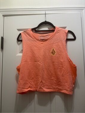 Volcom Women's Coral Pink Sleeveless Crop Tank Top